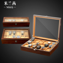 Milanesi wooden watch box Multi-grid wooden jewelry bracelet hand string storage box Display box Non-shaking table device