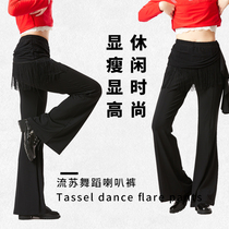 Forest Knight sailor dance costume womens pants tassel flared pants square dance pants pants black sweatpants