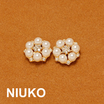 NIUKO accessories high-end diamond imitation pearl buttons Clothing accessories Metal handmade DIY gold large buttons