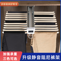 Trousers rack telescopic wardrobe Home drawer telescopic trouser rack pull-out inset top-fit pants cramp chute five gold accessories