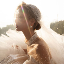 Modern retro fan bridal veil soft yarn Fashion Baotou hat yarn Wedding travel photo photography makeup modeling yarn