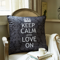 Batha Lee black letter keep calm sofa cushion pillow on bedside pillow