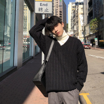 Hualun hipster basic style V collar college style base sweater male students solid color sweater sweater shirt