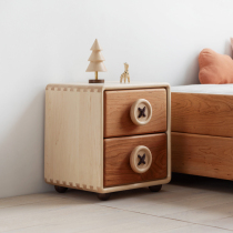 Children in the new button bedside table full solid wood double drawer storage cabinet childrens bedside table
