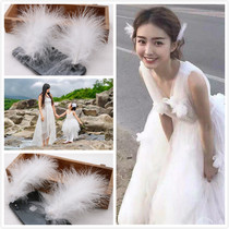 Net Red new super fairy white feather headdress hairclip wedding Daily Photo travel personality sweet feather hair accessories