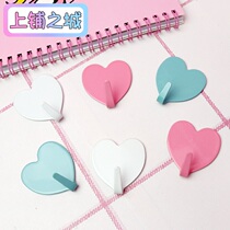 Simple heart-shaped ins love sticky hook Korean small fresh stainless steel nail-free seamless room decoration peach heart hook