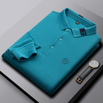 Spring and Autumn New Men's Long Sleeve T-shirt High-end Paul POLO Shirt Men's Thick Lapel Embroidered Middle-aged Business Men's Autumn Clothes