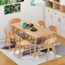 Solid wood dining table Household small household dining table and chair combination Modern simple 4 people economic rental room Nordic dining table