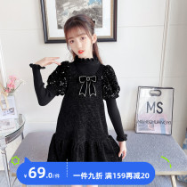 Girl Clothing Small Scent Wind Suit 2022 Spring Autumn Dress Korean Version Long Sleeve Dress Sweater Vest Skirt Thickened two sets