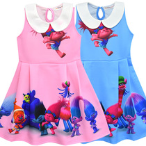 2018 summer new magic elf Trolls children dress sleeveless vest dress 8909