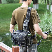 Multifunctional Luya bag Waist bag messenger bag pole bag waterproof backpack Outdoor cycling fishing bag Fishing gear bag