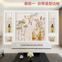 Film and television live 3d wall decoration seamless home Chinese background wall TV Wall 8d living room mural new wallpaper and cloth