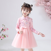 Girls dress foreign skirt spring and autumn 2020 new Chinese style childrens performance clothes baby princess dress