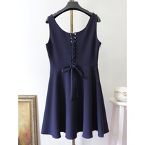 Classic D ~ sweet and elegant @ back cross bow strap strap waist sleeveless vest vest V neck dress