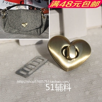 Manual cloth Art DIY bags Bags Buttons Accessories Ancient Sweep Bronze Color Heart-shaped Lock Screw Lock Stylish Hand Switch Lock