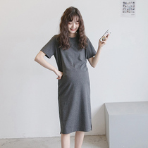 Pregnancy Woman Dress T-shirt Dress dress Summer style Pure Cotton Fashion Short Sleeve Loose Pure Cotton Blouse long and casual