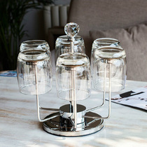 Stainless steel cup holder Creative wine cup holder Fashion teacup holder 6 heads rotating upside down drain cup holder