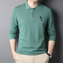 Mens T-shirt cotton lapel sports long sleeve with collar new pure size men polo shirt youth Paul shirt