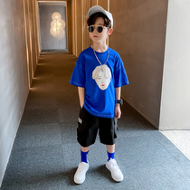 Boy set summer 2021 new foreign style Net Red childrens summer short sleeve two-piece set of childrens sports handsome