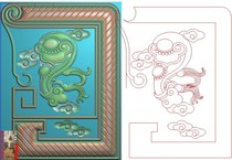 Auspicious Ruyi Xiangyun handrail front pillar sofa sculpture jdp relief map gray-scale wood carving computer