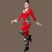 2018 Ella square dance clothing new suit autumn and winter long-sleeved middle-aged ethnic style dance clothes bloomers for women