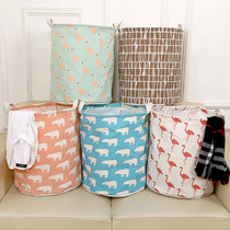 Home fabric waterproof cotton linen dirty clothes basket foldable clothes storage bucket household dirty clothes basket