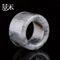 Jinghe Nature and Tianyu Finger Men's Green Flip Finger Genuine Xinjiang Seed Jade Ring Jade Ring a Cargo