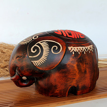 Auspicious Small Elephant Festive Solid Wood Home Decoration Pendulum Feature Wood Carvings for the New Years Auspicious Items Desktop Handicraft