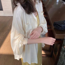 Shirt sunscreen jacket female spring summer 2022 new summer hooded blouse laminated wearing Korean version of external hitch loose net red explosive