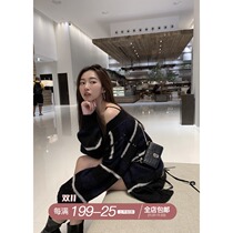 ski byTannin mohair sweater women 2021 Autumn Winter design sense loose stripe knit cardigan jacket