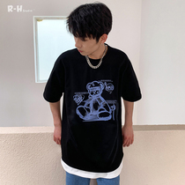 Radiohead cotton short-sleeved T-shirt mens loose summer thin black casual round neck T half-sleeve bear motif