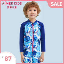 Adoring children rain forest trail boy boy male baby 3 years old long sleeve swimsuit hot spring beach AK2671581