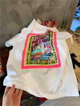 BORAKOO Korea Dongdaemun summer back character poster phosphor summer white short sleeve T-shirt