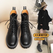 Martin boots female tide ins British style 2021 New Korean version plus velvet net red wild winter black handsome short boots