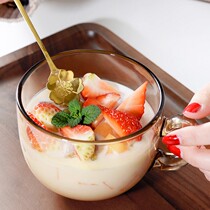 ins tea color glass cup oat breakfast cup heat resistant large capacity milk cup coffee cup with cover spoon mark water cup