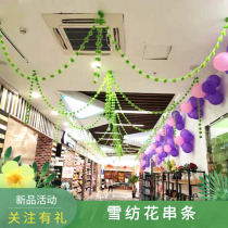 Summer shop mall decoration hanging jewelry gold shop Beauty beauty shop environment decoration Chiffon flower string strip charm