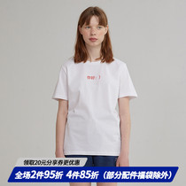 Square 2019 summer new original versatile design Hello text round neck cotton couple short sleeve T-shirt female