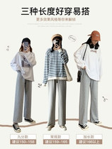 Gray sweatpants womens loose straight spring autumn and winter high waist drape 2020 new thin all-match casual wide-leg pants