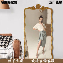 European-style landing full-body household carved fitting mirror wall-mounted environmental dressing mirror clothing wedding shop Golden Mirror