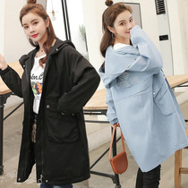 Autumn dress 2019 women loose large size loose long windbreaker autumn embroidered coat age Korean cardigan hooded