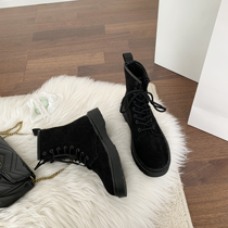 Frosted leather suede Martin boots female tide ins2021 years new spring autumn single short boots with velvety slim Inn windy winter