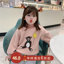 Childrens clothing childrens winter clothing 2020 new cartoon plus velvet sweater girls foreign style thick warm coat baby clothes