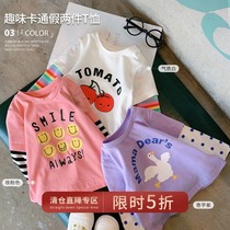 Chen Da Zhu L Ma Female Baby 2021 Cartoon Printing Fake Two T-Shirt Children's Wear New Children's Long Sleeve Autumn