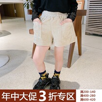 (Mid-year clearance does not return or change) Childrens clothing girls corduroy shorts autumn childrens pants loose pants tide