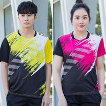 Quick-dry breathable top mens and womens badminton shirt short sleeve T-shirt Summer Row Net running training suit