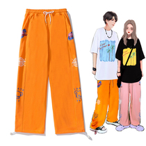 GCHC High Street Vibe Wind pants for men and women Hip Hop Pins straight cylinder loose bunches Pants Fried Street Pants Orange