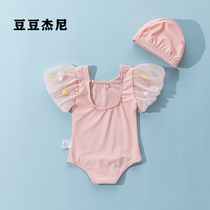 Korean girls new fashion swimwear Net red summer swimsuit female baby one-piece dress swimwear ins Princess tide