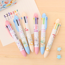 Cute cartoon multi-color ballpoint pen creative Korean stationery students with personality press telescopic pen 7-color ball pen