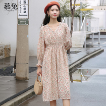 Mu rabbit little flower dress 2021 autumn new long sweet fairy Moren long sleeve skirt