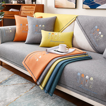 Nordic minimalist sofa cushion anti-slip cotton linen cushions upscale leather sofa cover thickened Four Seasons universal cover cloth towels